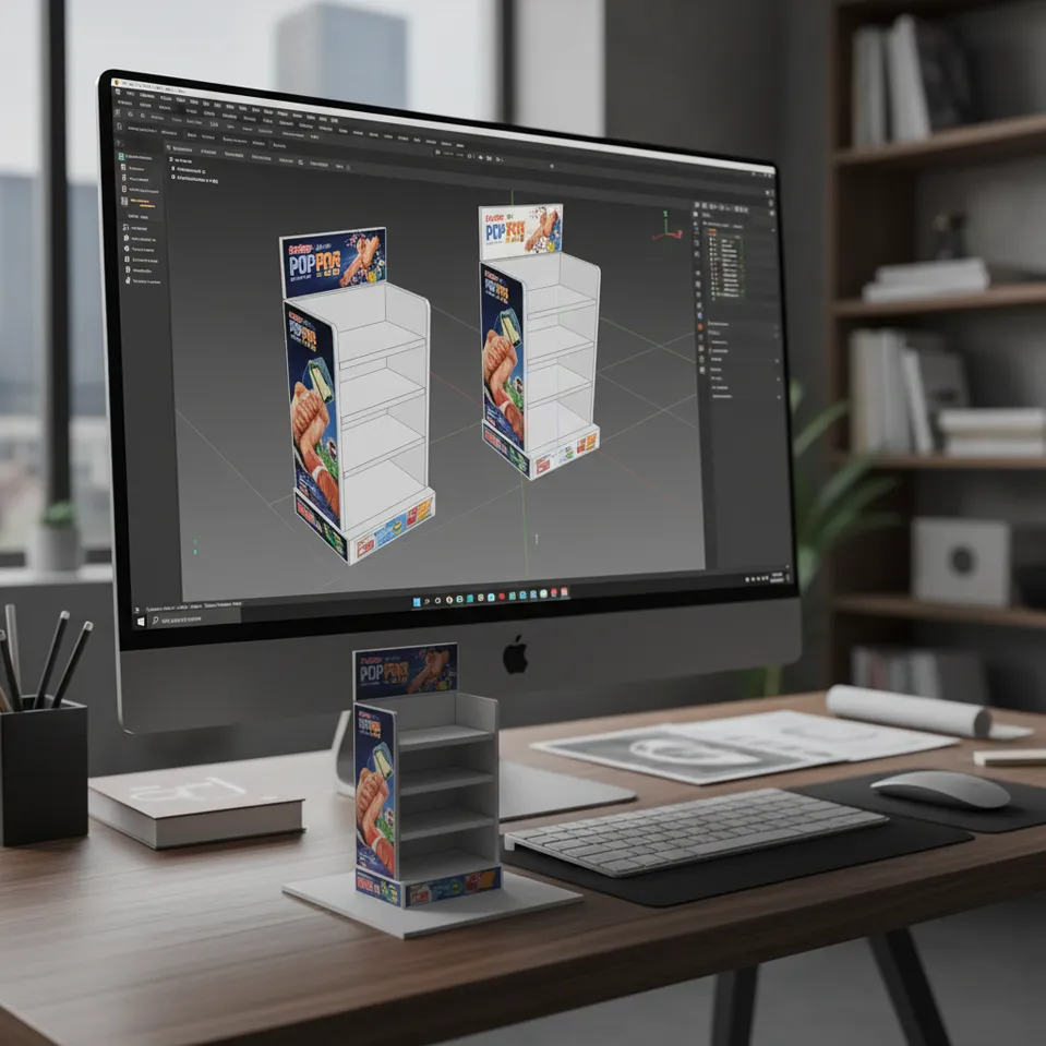 Diseño de exhibidores POP personalizados.